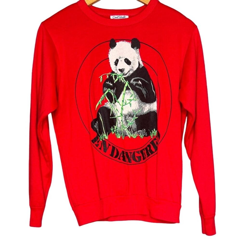 Vintage Carol Wright Endangered Panda Red Crew Pullover Sweatshirt Size: S